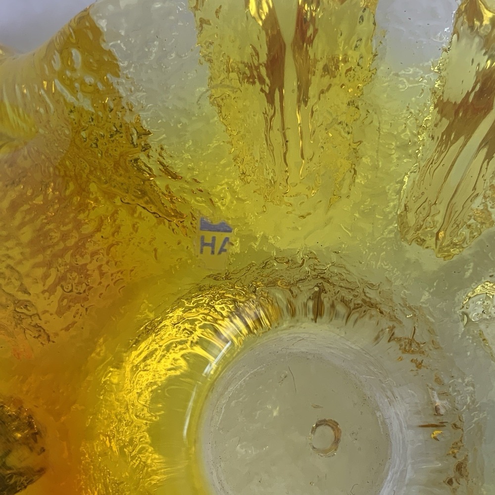 Vintage BLENKO Glass Yellow Candlestick Holder Rare Color Atomic Ice Art Glass - Picture 10 of 16